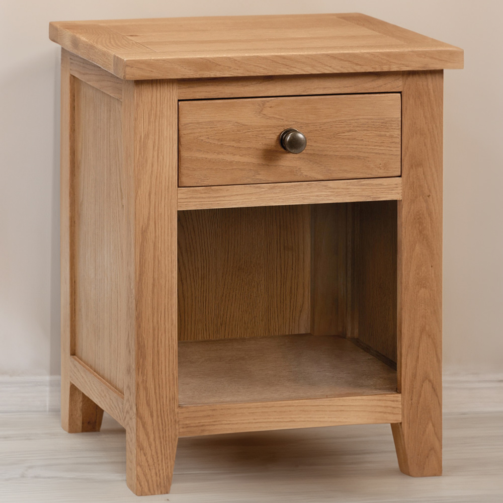 Julian Bowen Marlborough Single Drawer White Oak Bedside Table Image 1