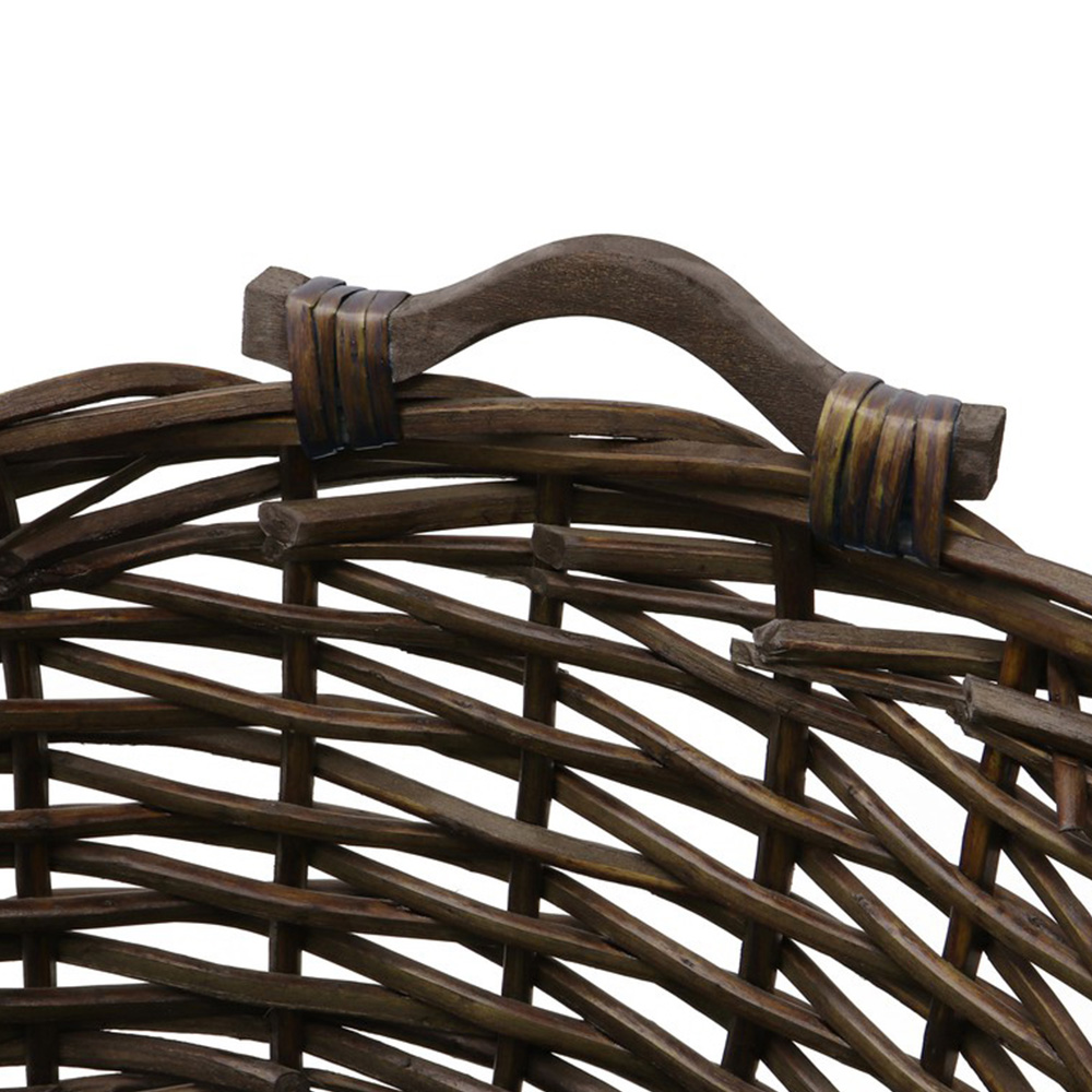 JVL Dark Willow Brown Log Basket with Metal Handles 36 x 55 x 47cm Image 7