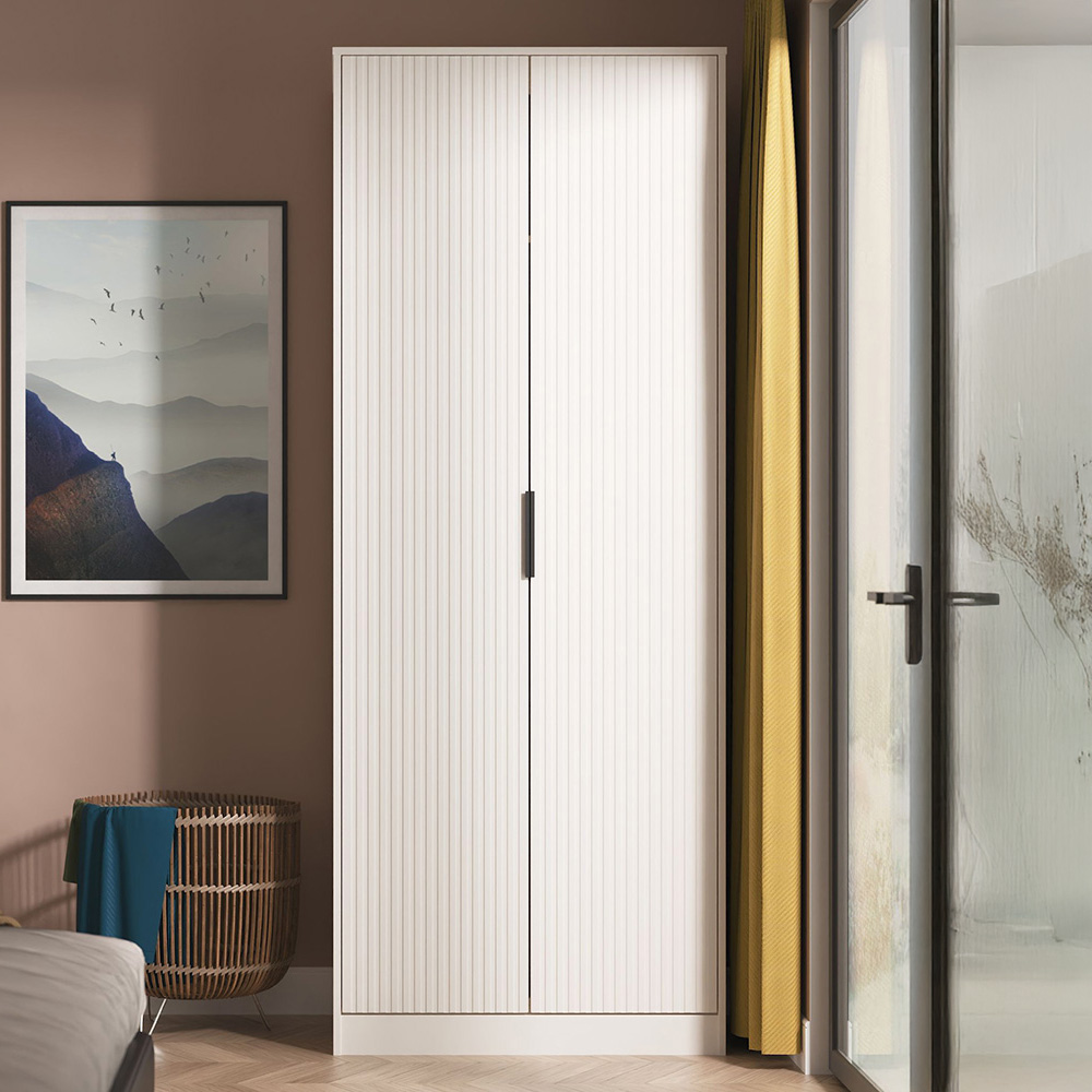 Crowndale Fluted 2 Door Kashmir Matt Tall Wardrobe Ready Assembled Image 1