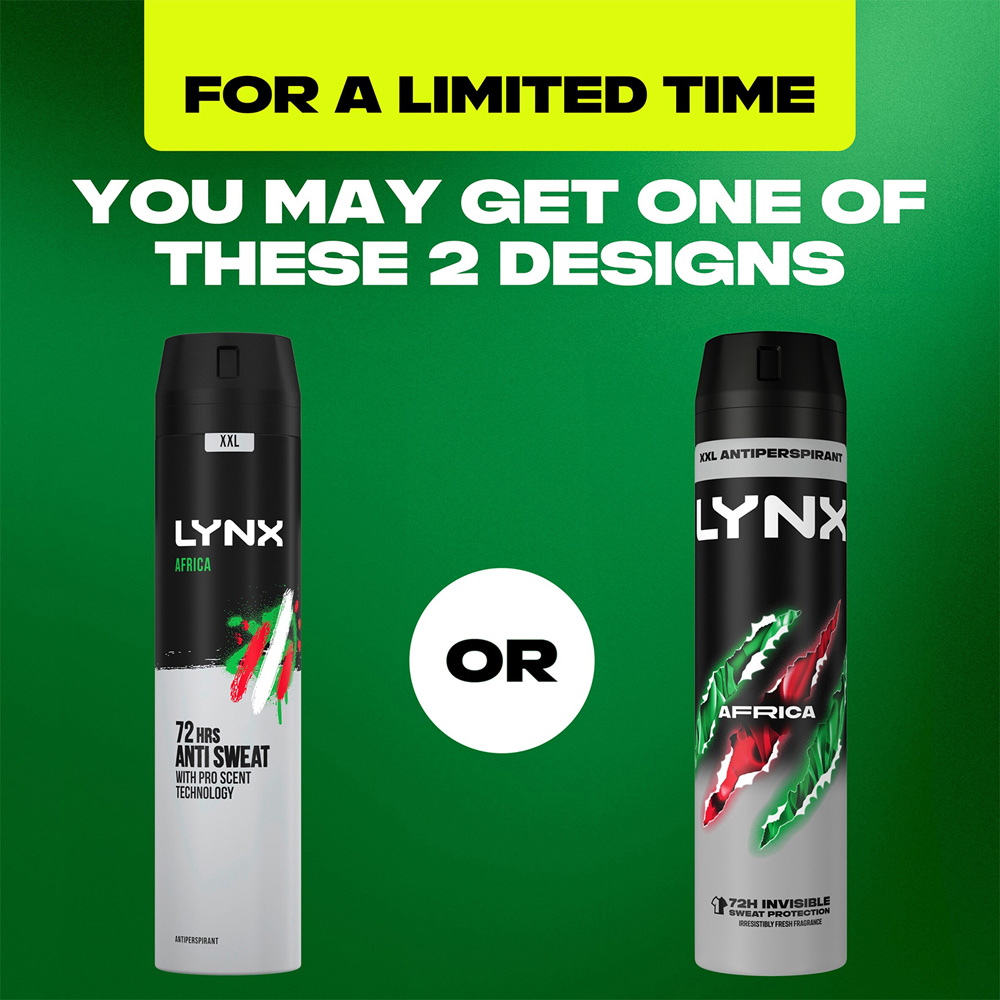 Lynx XXL Africa 72H Sweat Protection Anti-Perspirant Deodorant 250ml 3 Pack Image 9