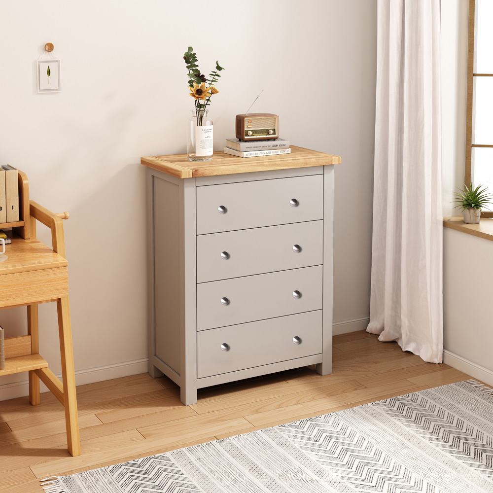 Cabinet Bits Argenta 4 Drawer Light Grey Chrome Knob Chest of Drawers Image 5