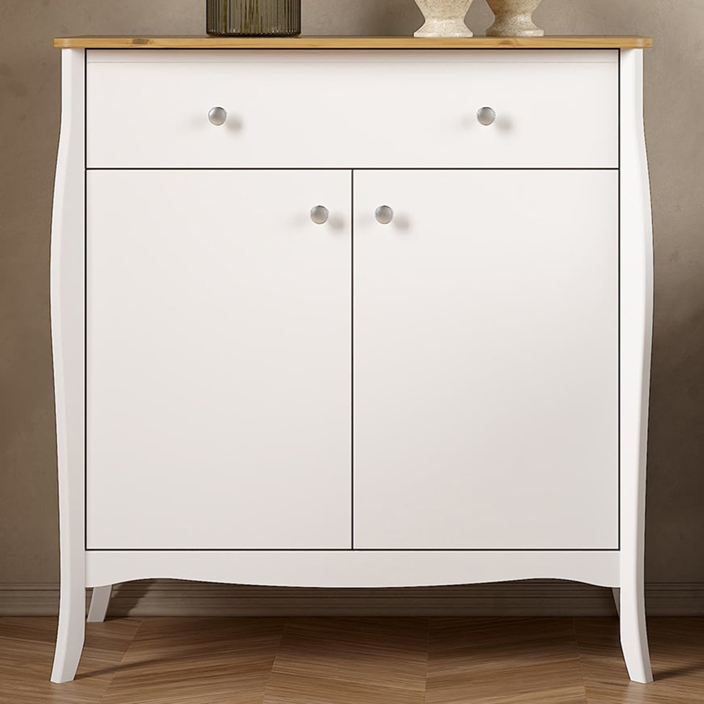 Florence Baroque 2 Doors Single Drawer White Coffee Lacquer Sideboard Image 1
