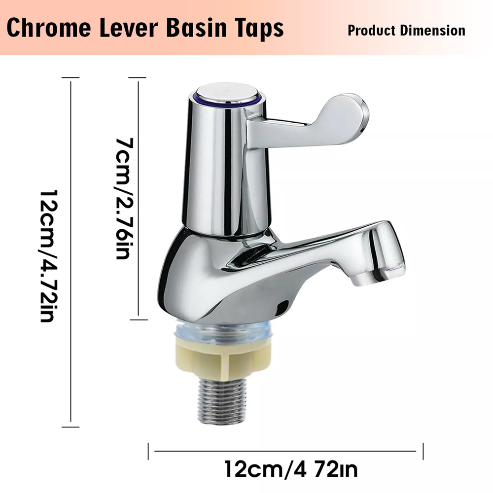 ATEK Chrome Hot and Cold Basin Sink Pillar Tap 1/2 inch 2 Pack Image 9