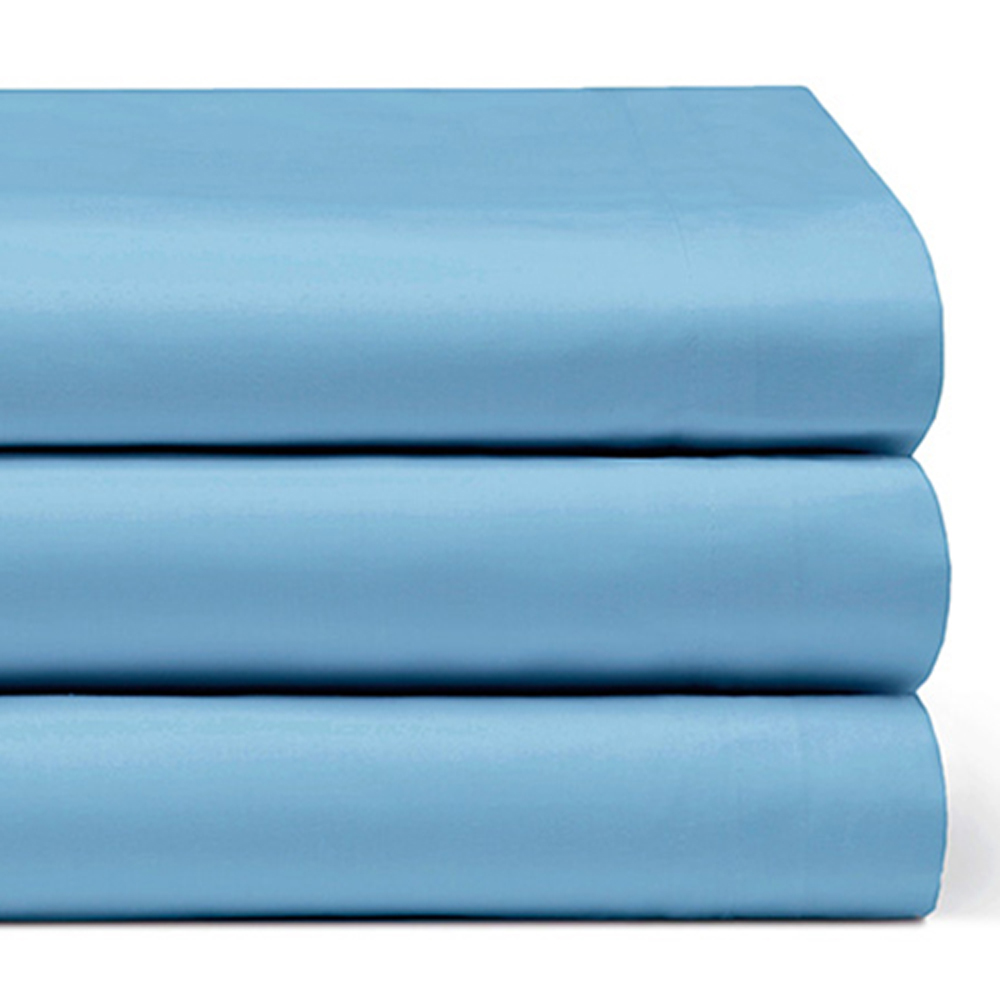 Serene Super King Sky Blue Flat Bed Sheet Image 2