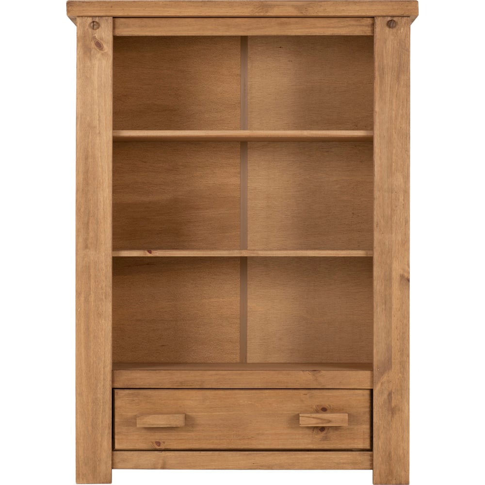 Seconique Tortilla Single Drawer 3 Shelf Distressed Waxed Pine Bookcase Image 2