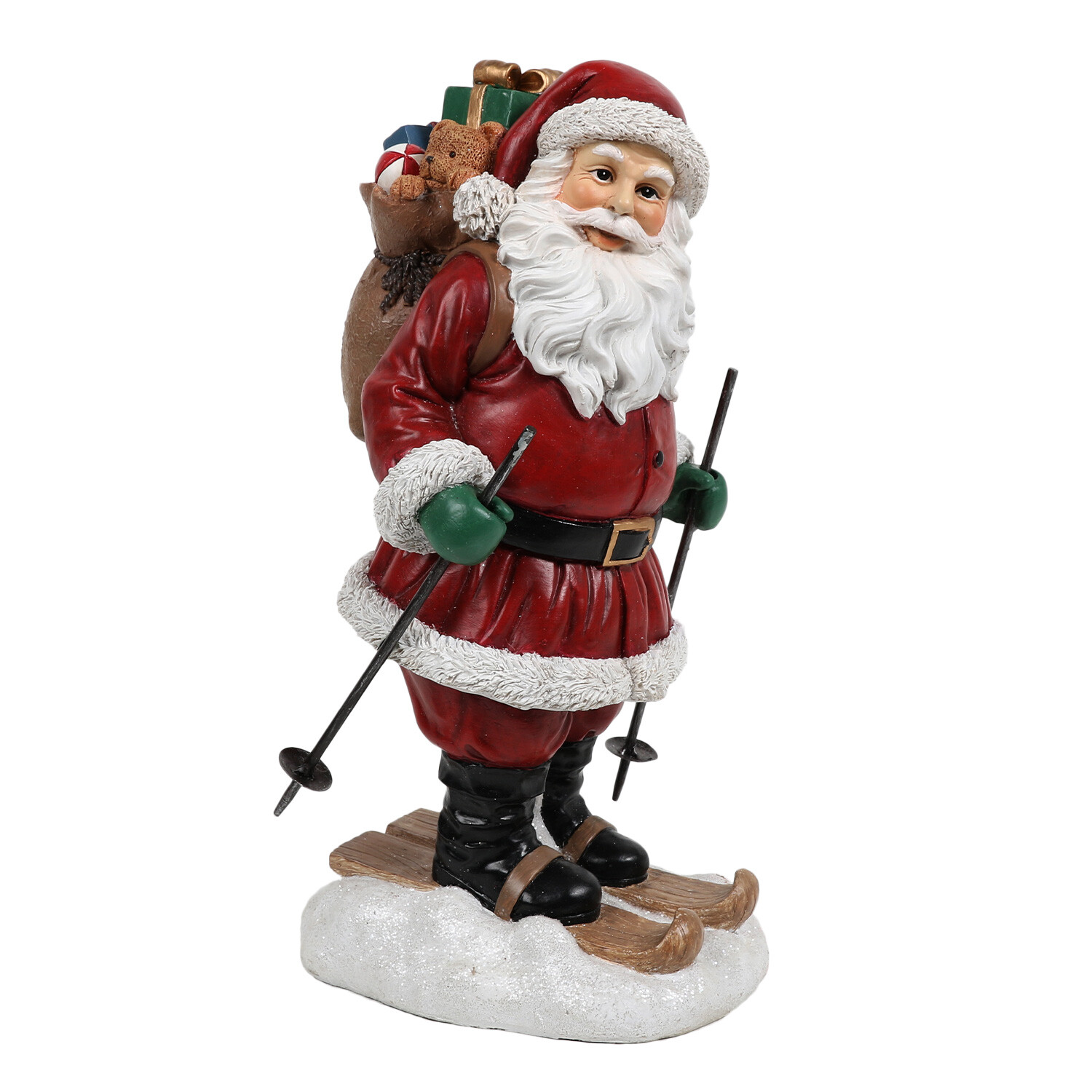 Skiing Red Santa Christmas Ornament Image 1