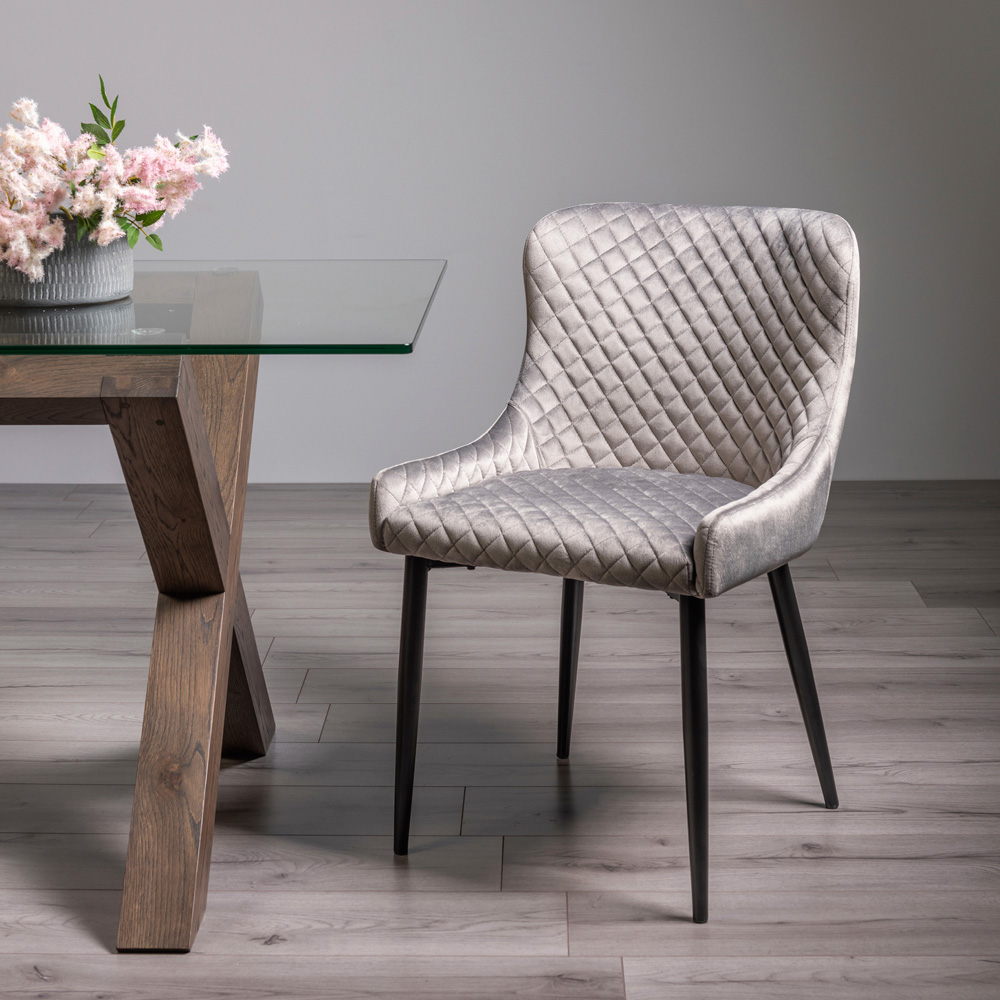 Bentley Designs Cezanne Set of 2 Grey Velvet Dining Chair Image 6
