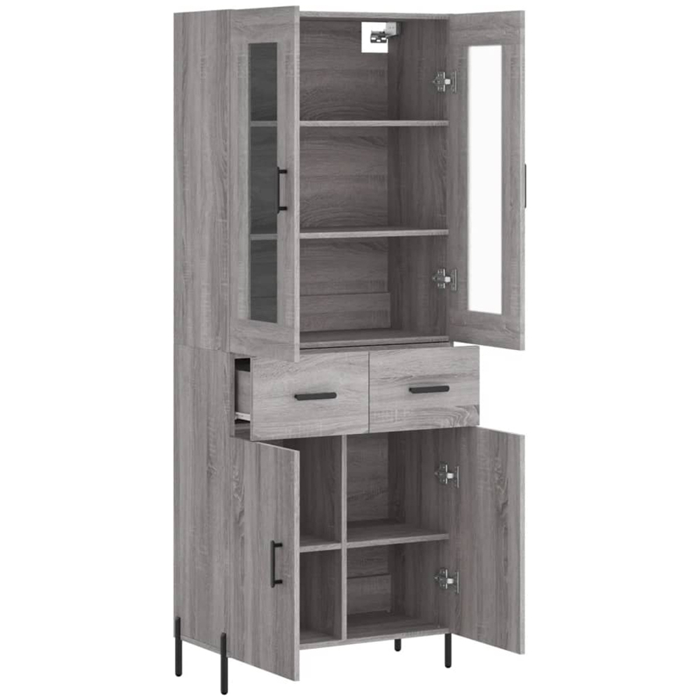 vidaXL 4 Door 2 Drawer Grey Sonoma Highboard Image 4