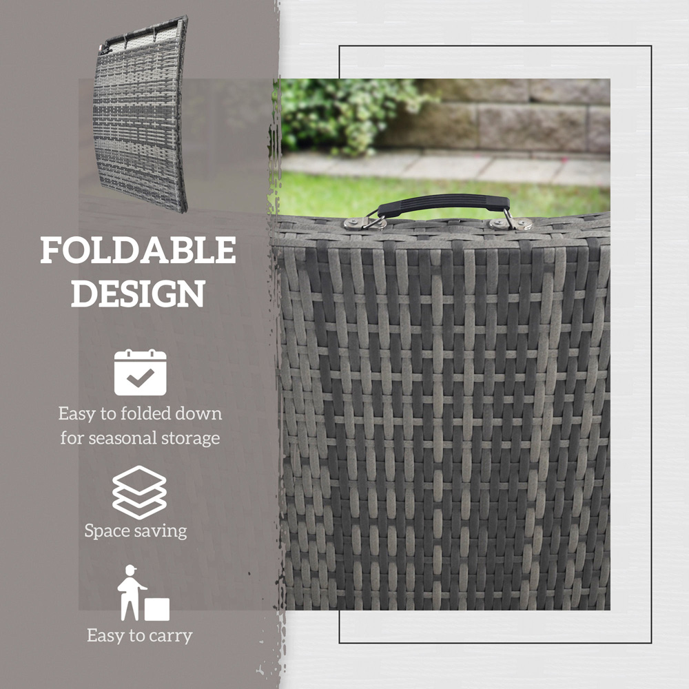 Outsunny Mixed Grey Folding Rattan Sun Lounger with Detachable Pillow Image 7