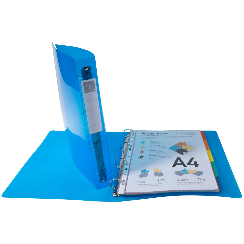 Exacompta Iderama Rigid A4+ Multicolour PP 4R Ring Binder 30mm 10 Pack Image 4
