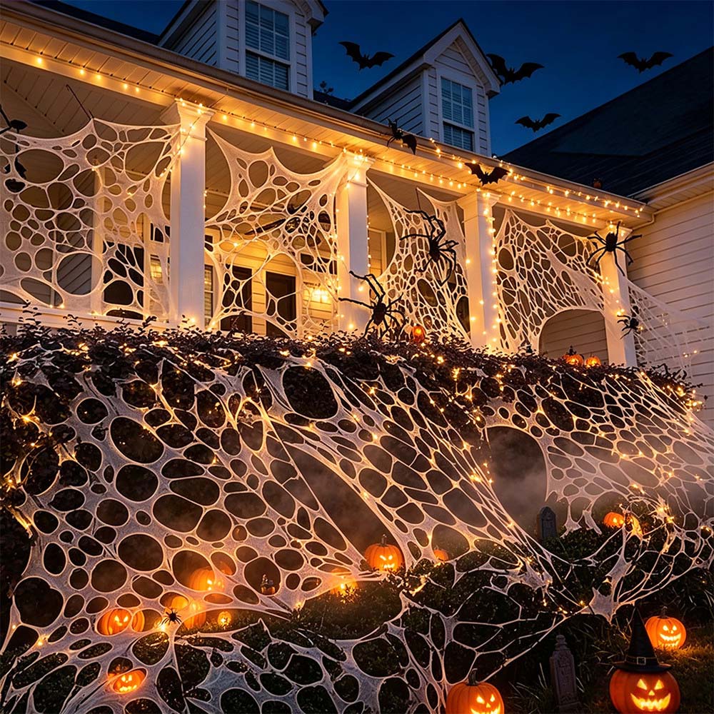 Lovii White Stretchable Spider Web Halloween Decoration 100 x 410cm Image 2