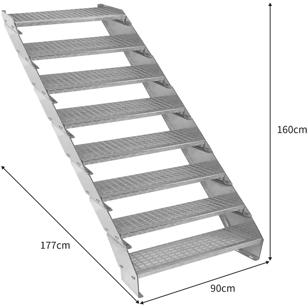 MonsterShop 8 Section Adjustable Galvanised Staircase 900mm Image 5