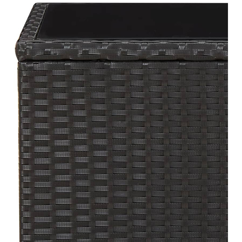 vidaXL Black Polyrattan and Tempered Glass Tea Table Image 4