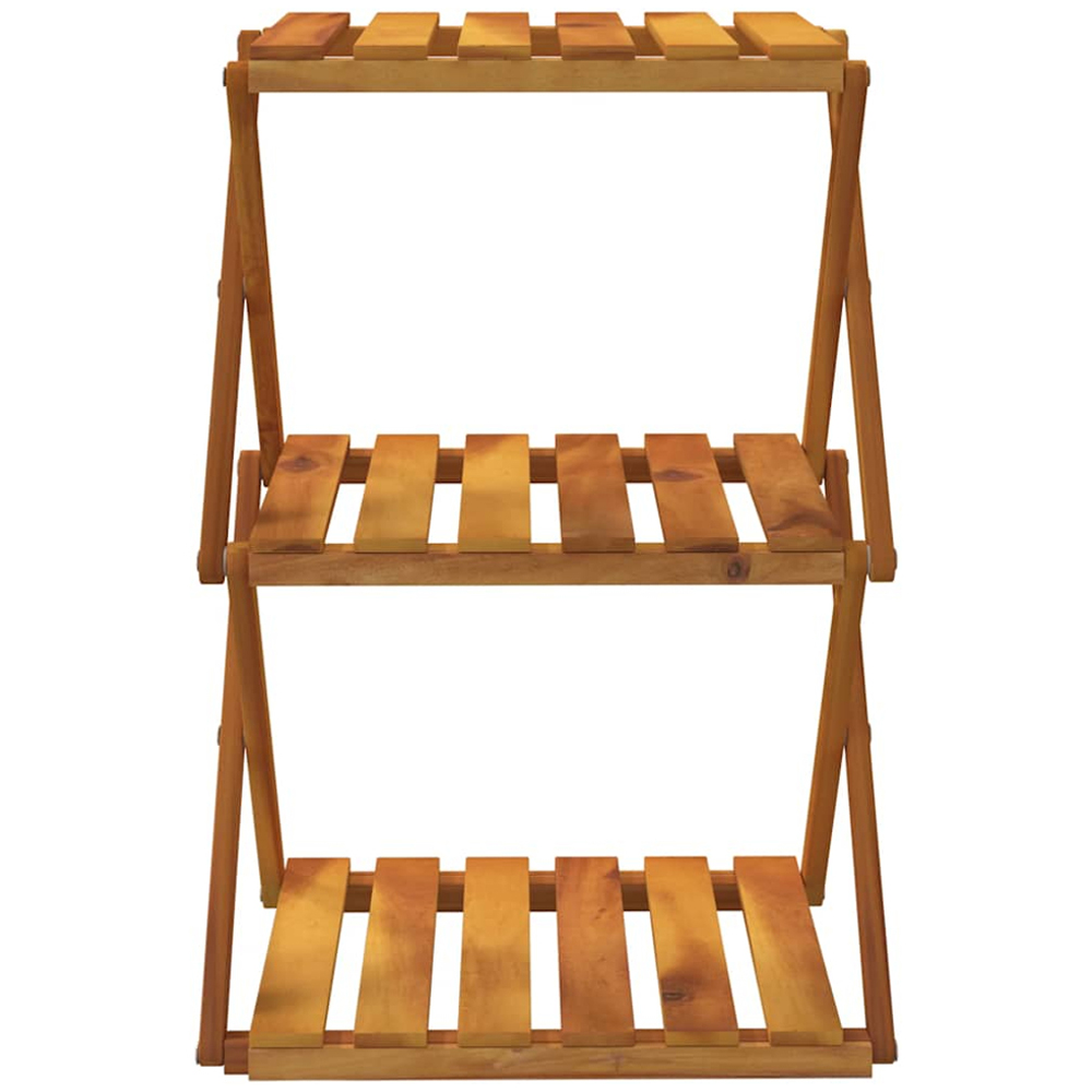 vidaXL 3 Shelf Brown Solid Acacia Wood Foldable Slatted Display Unit Image 4