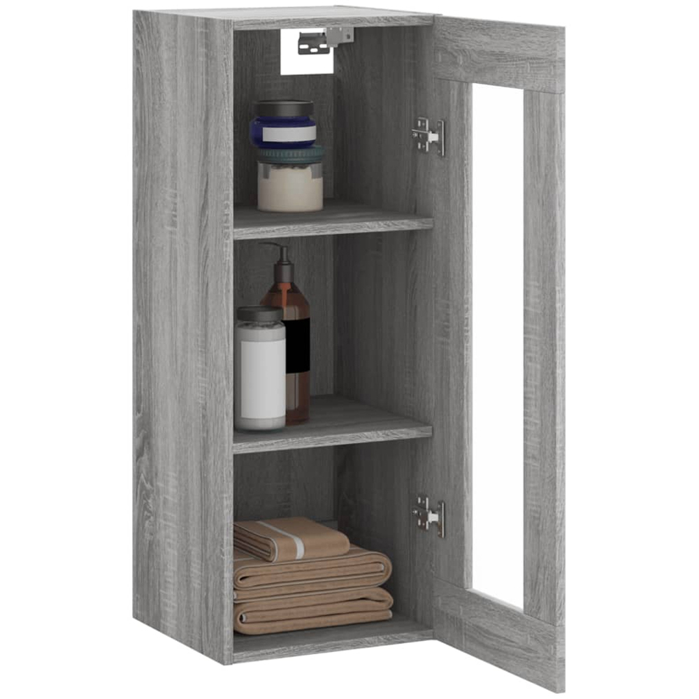vidaXL Single Glass Door Grey Sonoma Wall Mounted Slim Cabinet Image 5