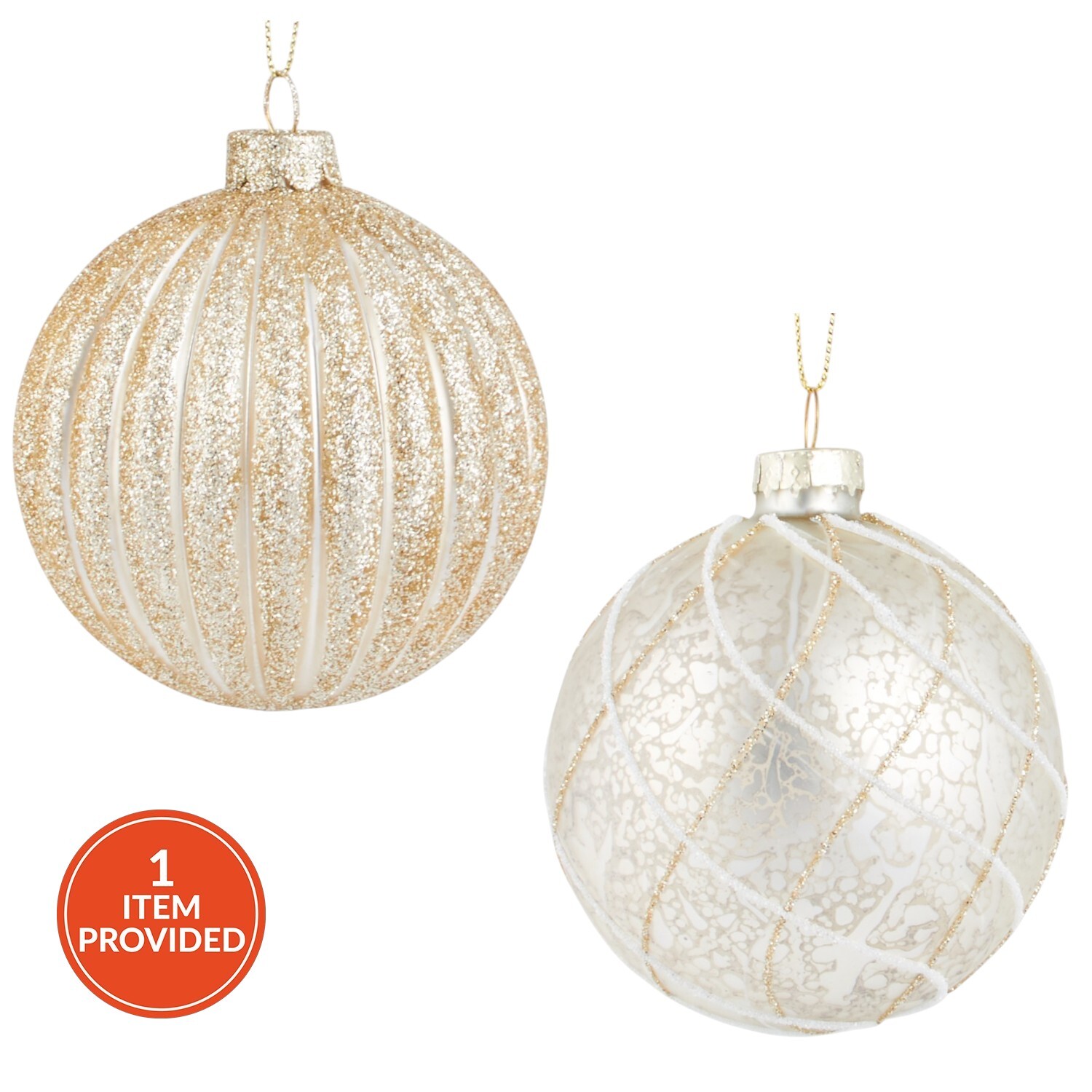 Champagne Glitter Christmas Bauble Image 1