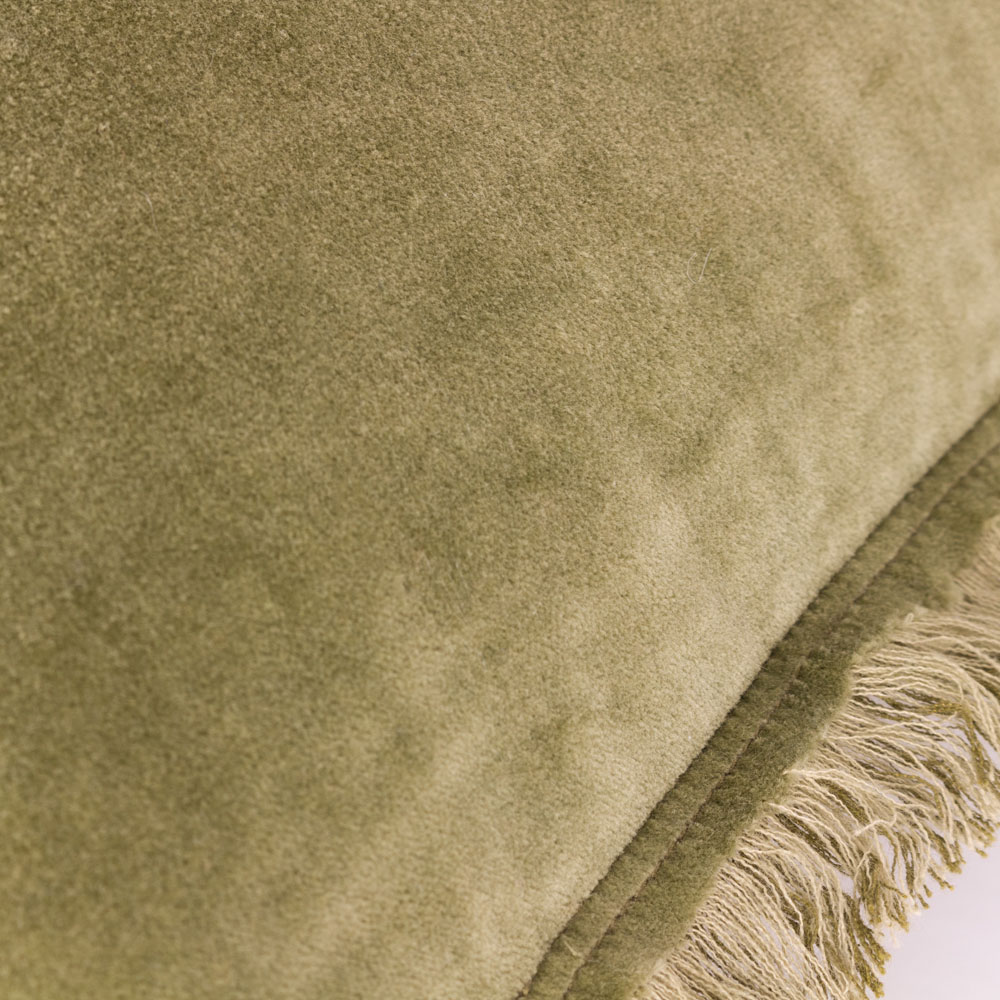 Yard Jaye Moss Velvet Fringed Cushion Image 4
