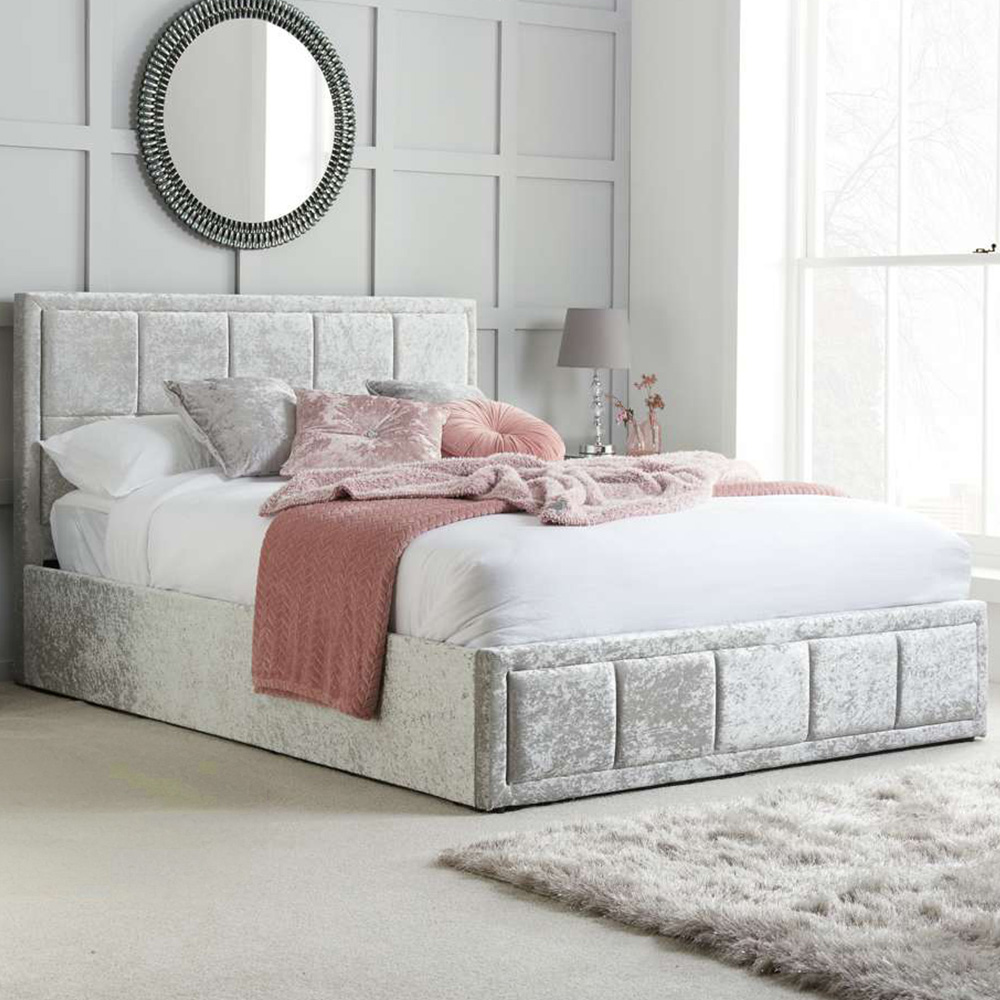 Hannover Double Grey Ottoman Bed Frame Image 1