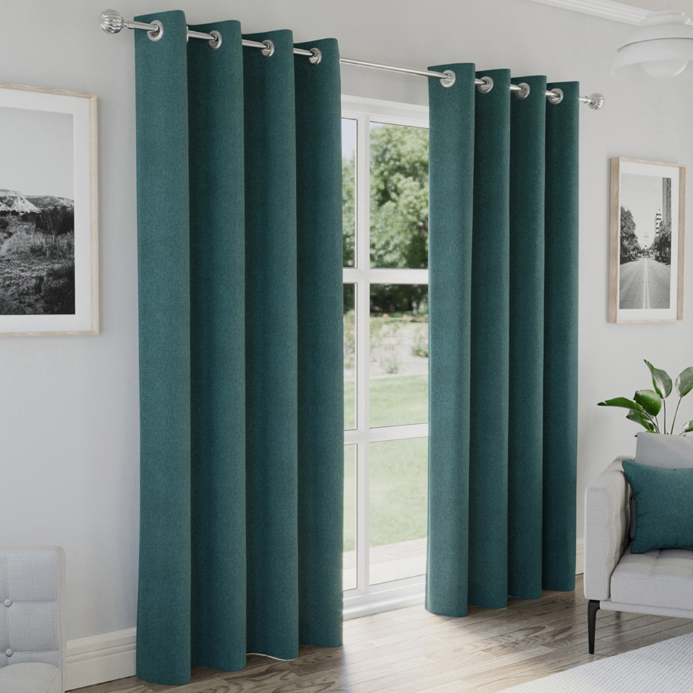 Enhanced Living Austin Teal Thermal Blackout Eyelet Curtains 229 x 183cm Image 1