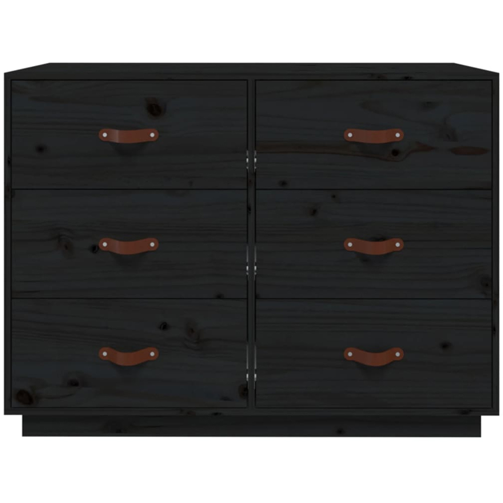 vidaXL 6 Drawer Black Solid Pine Wood Sideboard Image 5