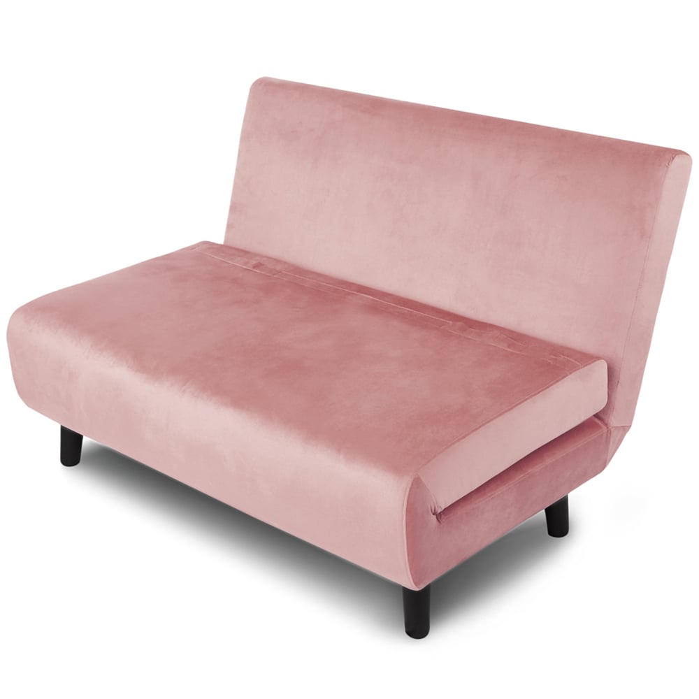 Aurora 2 Seater Pink Velvet Sofa Bed Image 4