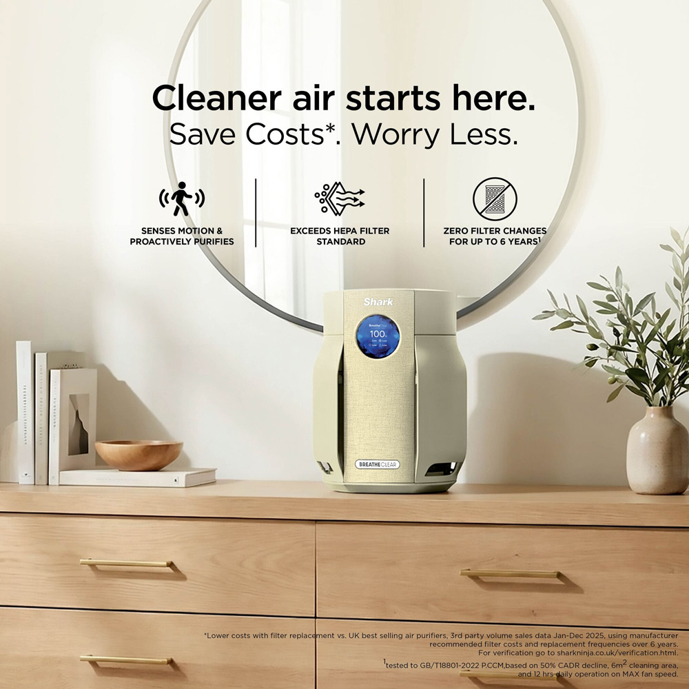 Shark BreatheClear HP062UKYL Butter Compact Air Purifier with NeverChange6 20W Image 3