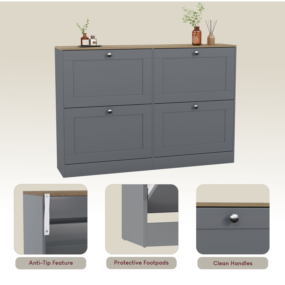 VIDA DESIGNS 4 Drawer Grey and Oak Effect Shoe Cabinet Image 8