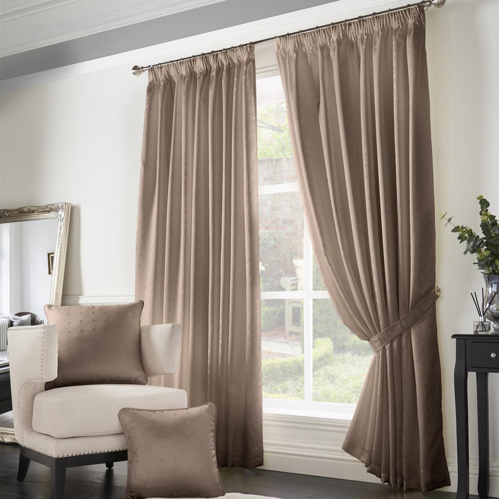 Alan Symonds Madison Latte Taped Top Curtains 229 x 183cm Image 1