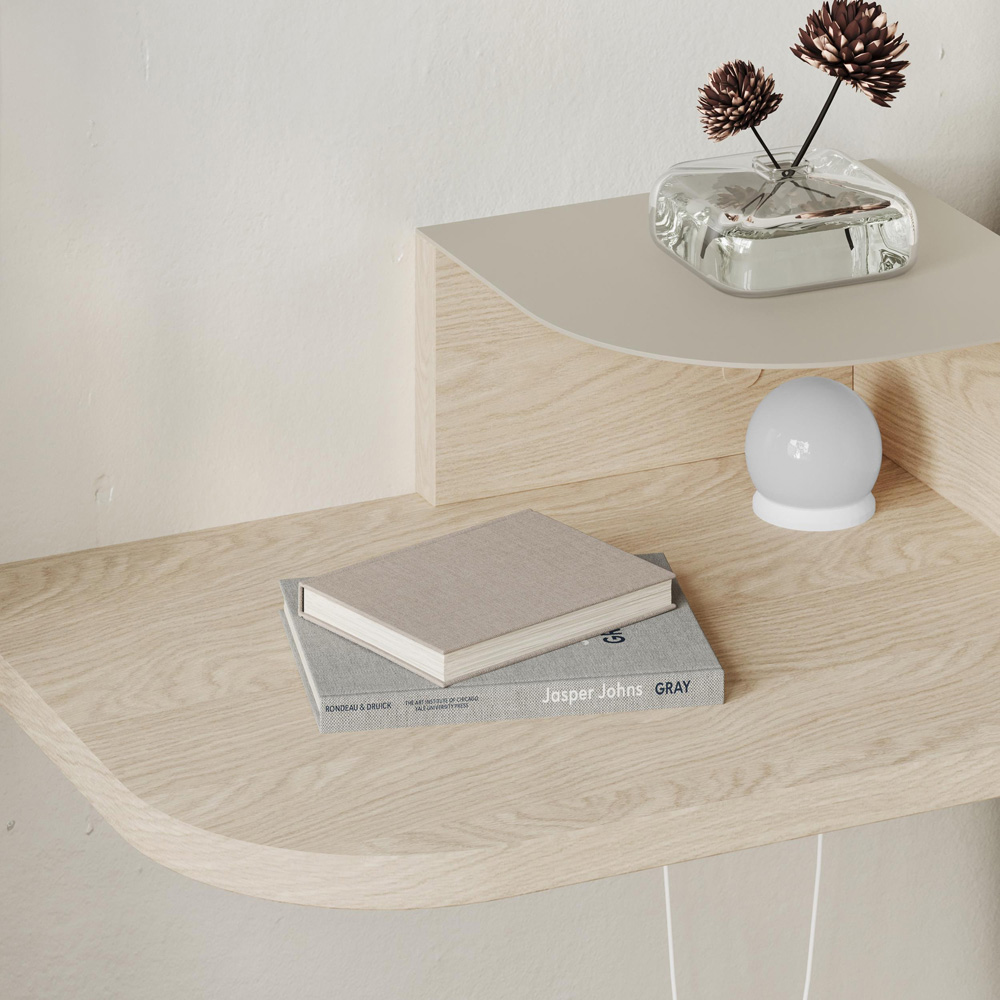 Decortie Luno 2-Tier Sonoma Oak Wall Mounted Bedside Table with Night Light Image 3