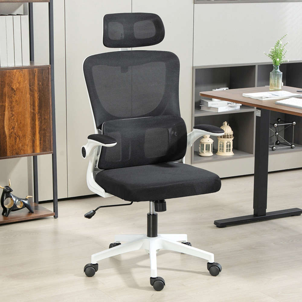 Portland Black Mesh Recliner Office Chair with Adjustable Headrest and Lumbar Support Image 1