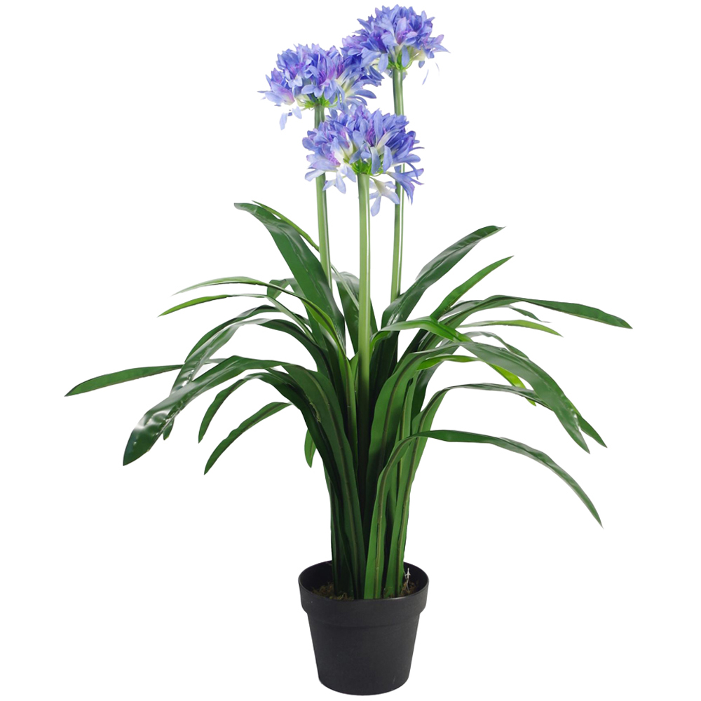 Leaf Blue Agapanthus Blossom Artificial Plant Pot 2.9ft Image 1