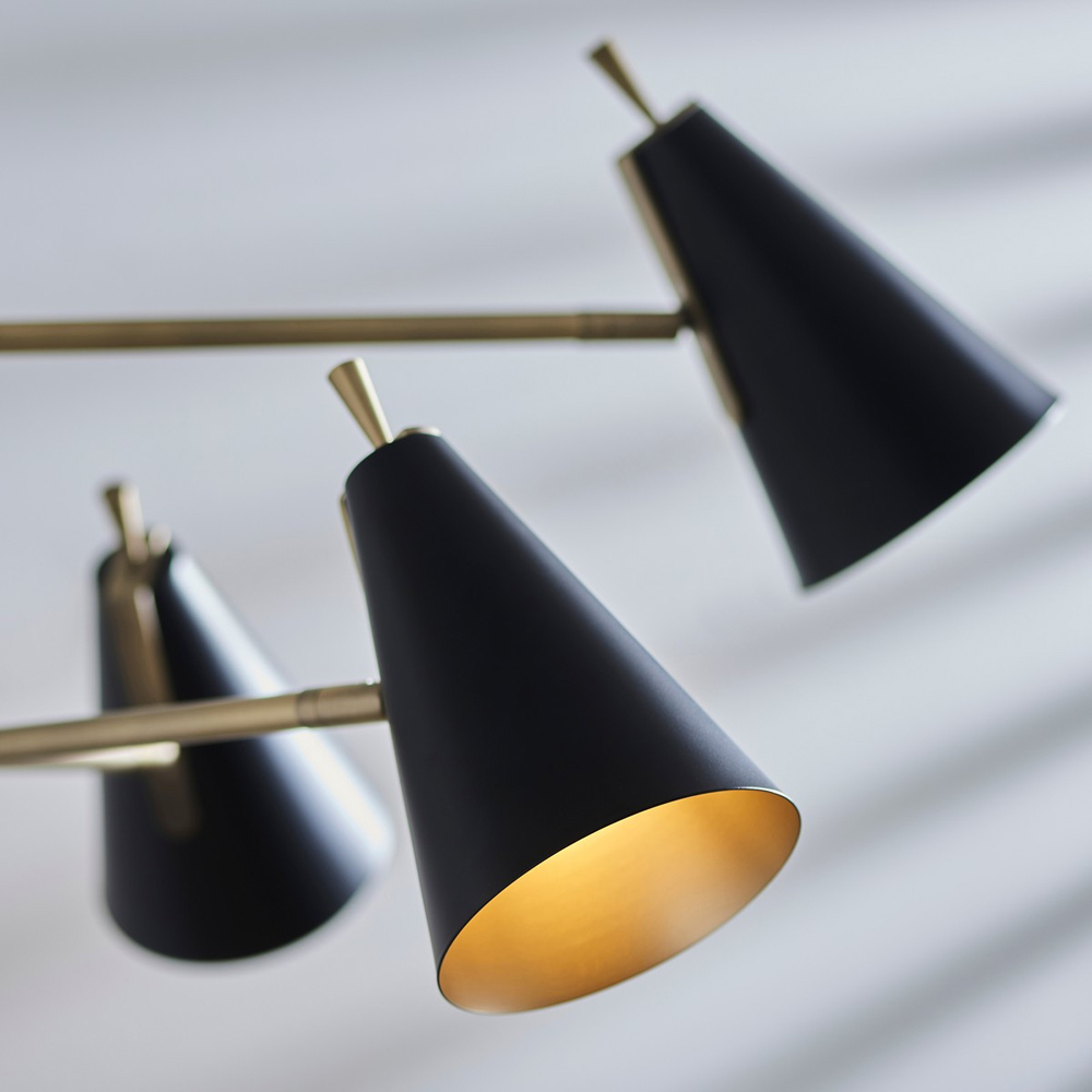 Merano Alta 6 Light Matt Black and Antique Brass Pendant Light Image 5