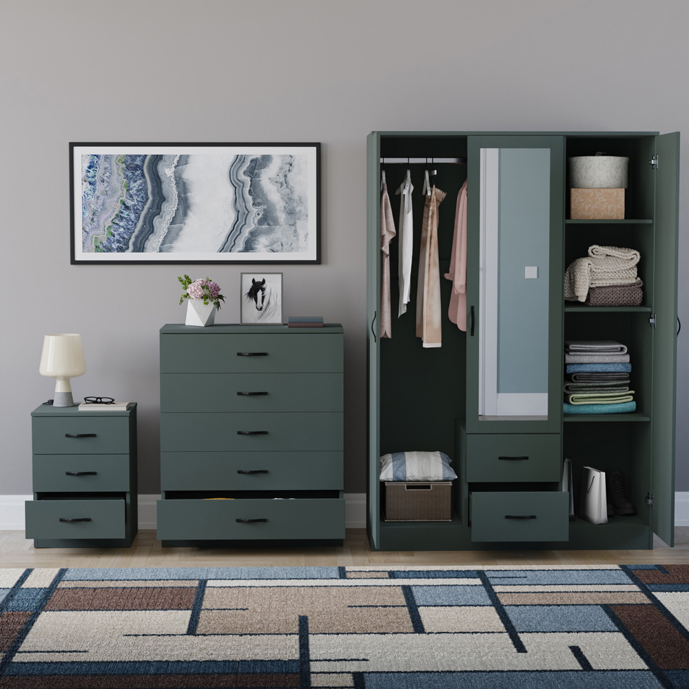 VIDA DESIGNS Riano Green 3 Piece Bedroom Furniture Set Image 3