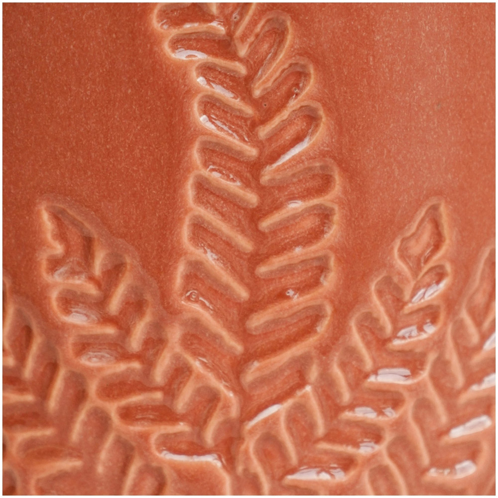 Ivyline Kew Rust Stoneware Fern Embossed Indoor Planter 18cm Image 4
