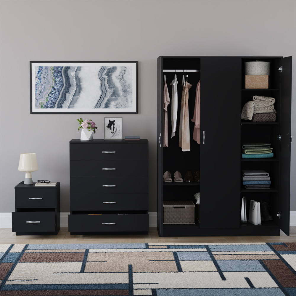 VIDA DESIGNS Riano Black 3 Piece Bedroom Furniture Set Image 3