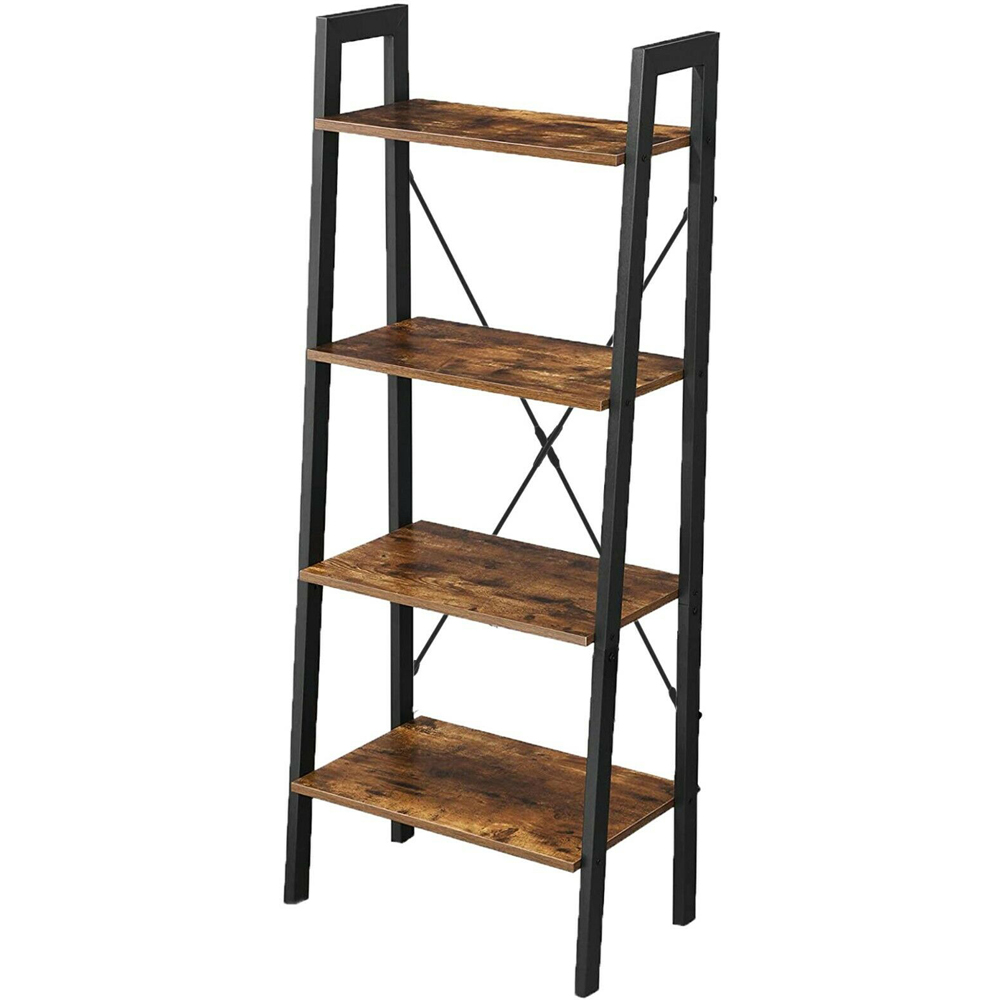 Walnut 4 Shelf Ladder Bookcase Image 2