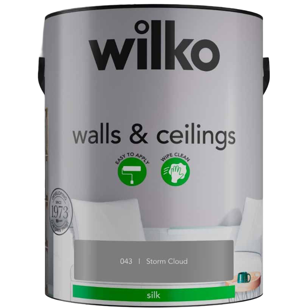 Wilko Walls & Ceilings Storm Cloud Silk Emulsion Paint 5L Image 2