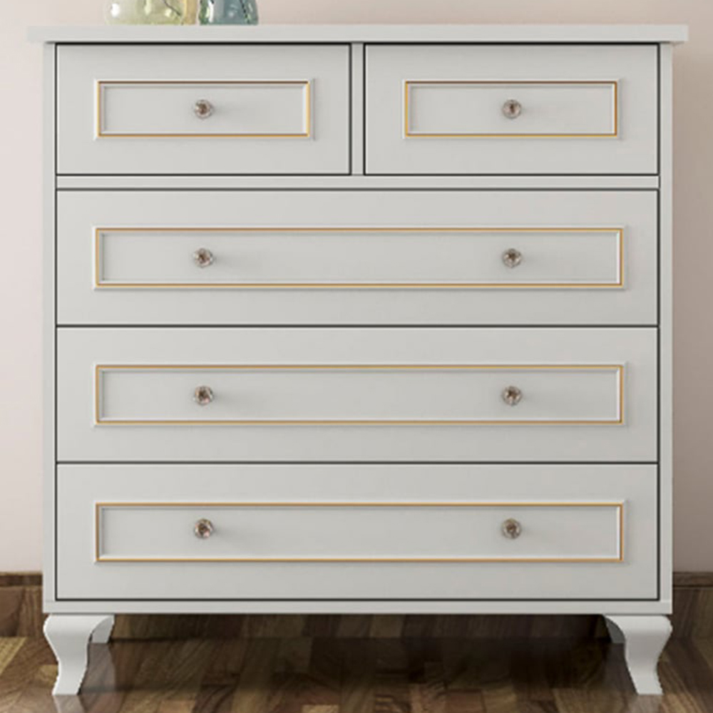 Evu MARIE 5 Drawer Gold and White Chest of Drawers Image 1