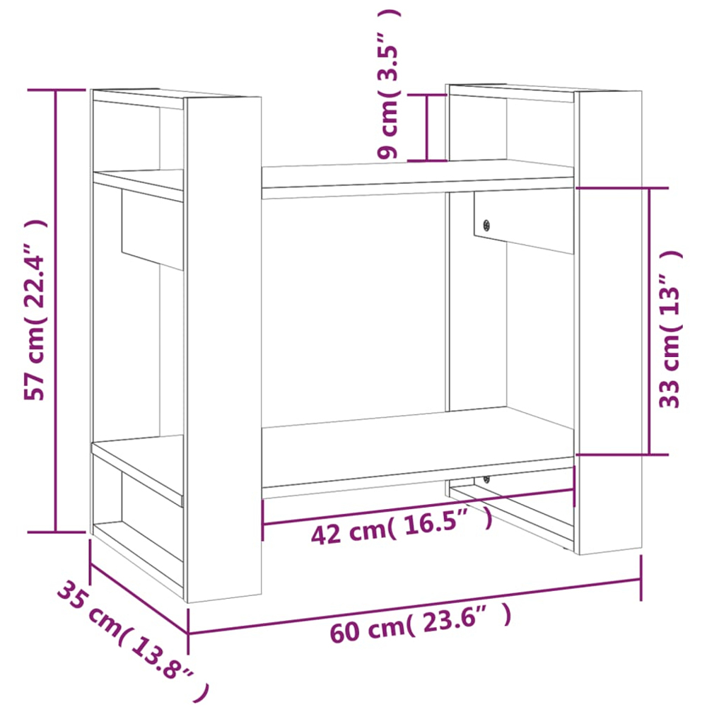 vidaXL 2 Shelf White Solid Pine Wood Bookcase Image 9