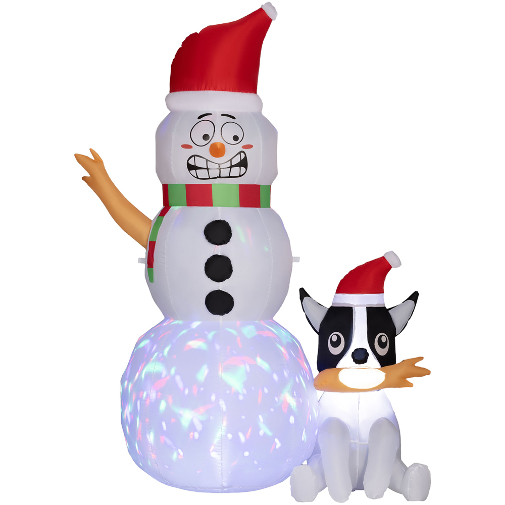 Everglow LED Inflatable Snowman with Dog Christmas Decoration 6.2ft Image 2
