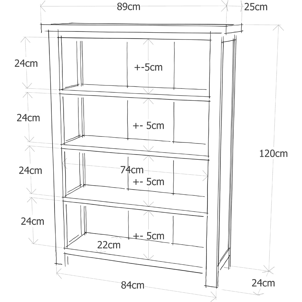 Lovere 4 Shelf Off White Wide Bookcase Image 9
