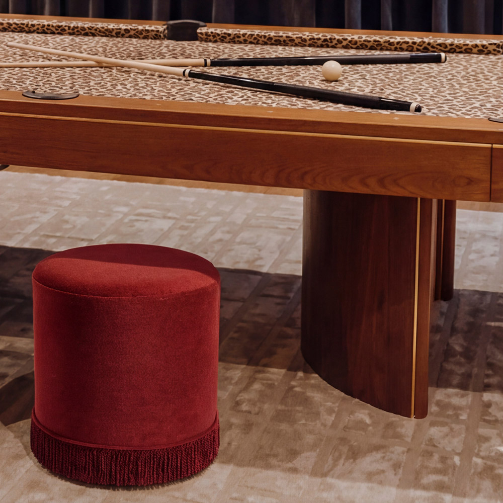 LPD Home Santos Brick Velvet Fringe Trim Pouffe Small Image 3