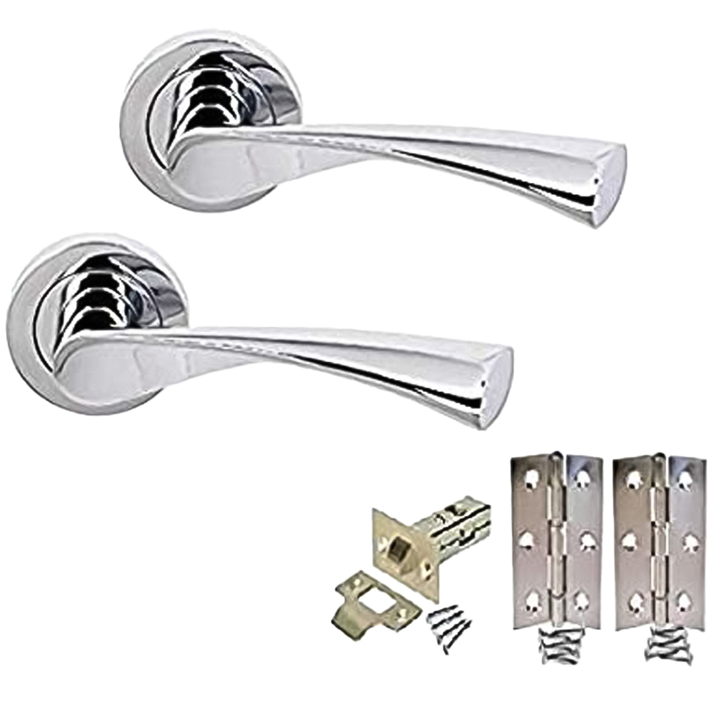 Golden Grace Polished Chrome Astrid Modern Latch Door Handle Set Image