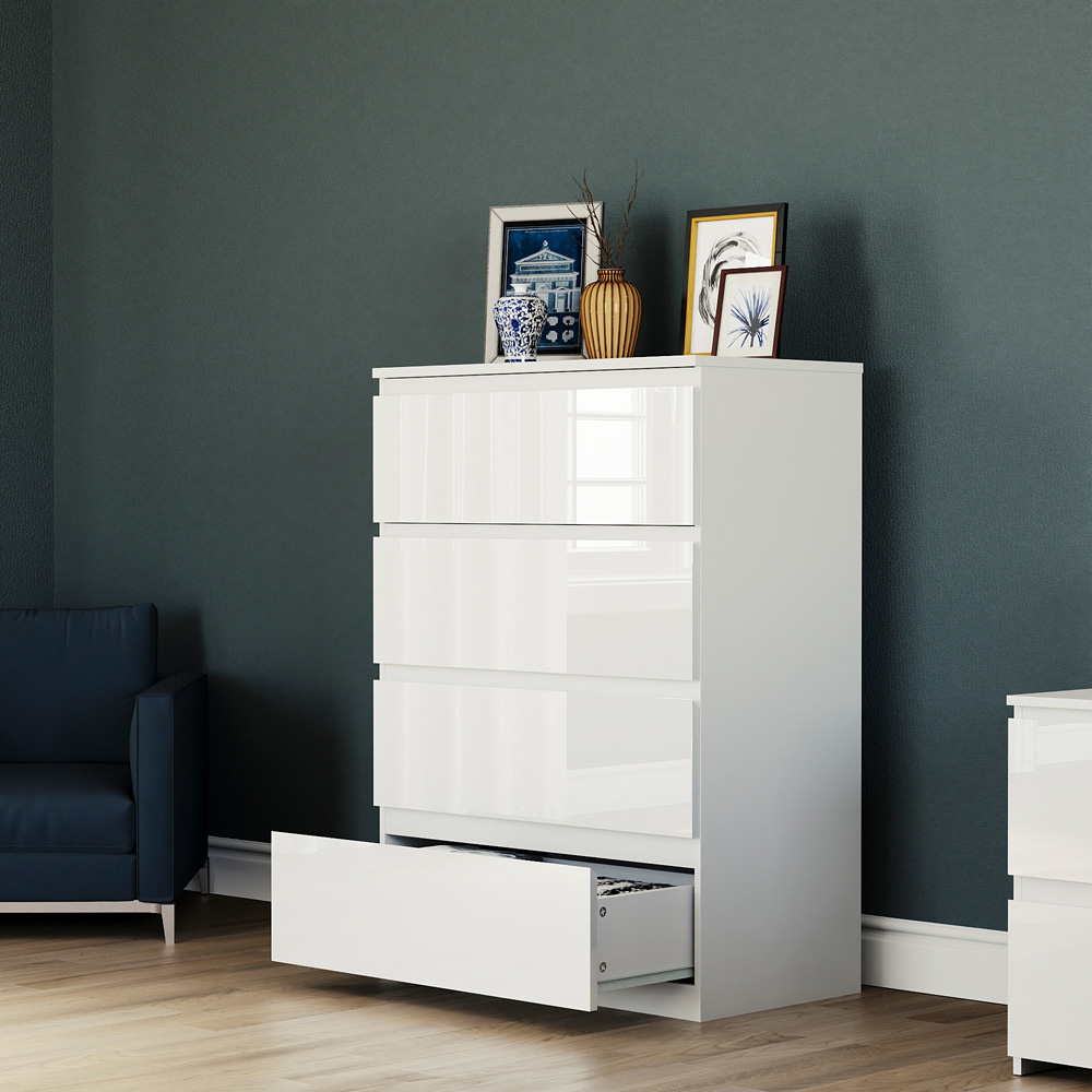 Vida Designs Glinton 4 Drawer White Chest of Drawers Image 5