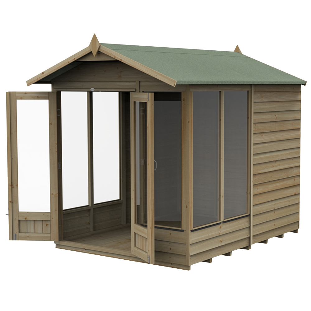 Forest Garden 6 x 8ft 4LIFE Double Door 5 Window Apex Summerhouse Image 1