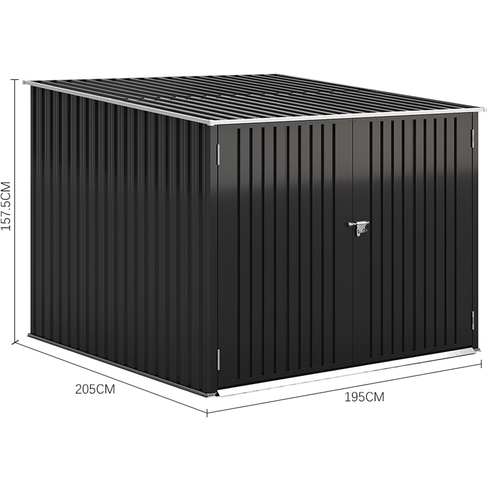 Living and Home 6.4 x 6.7ft Galvanised Steel Bicycle Storage Shed Image 9