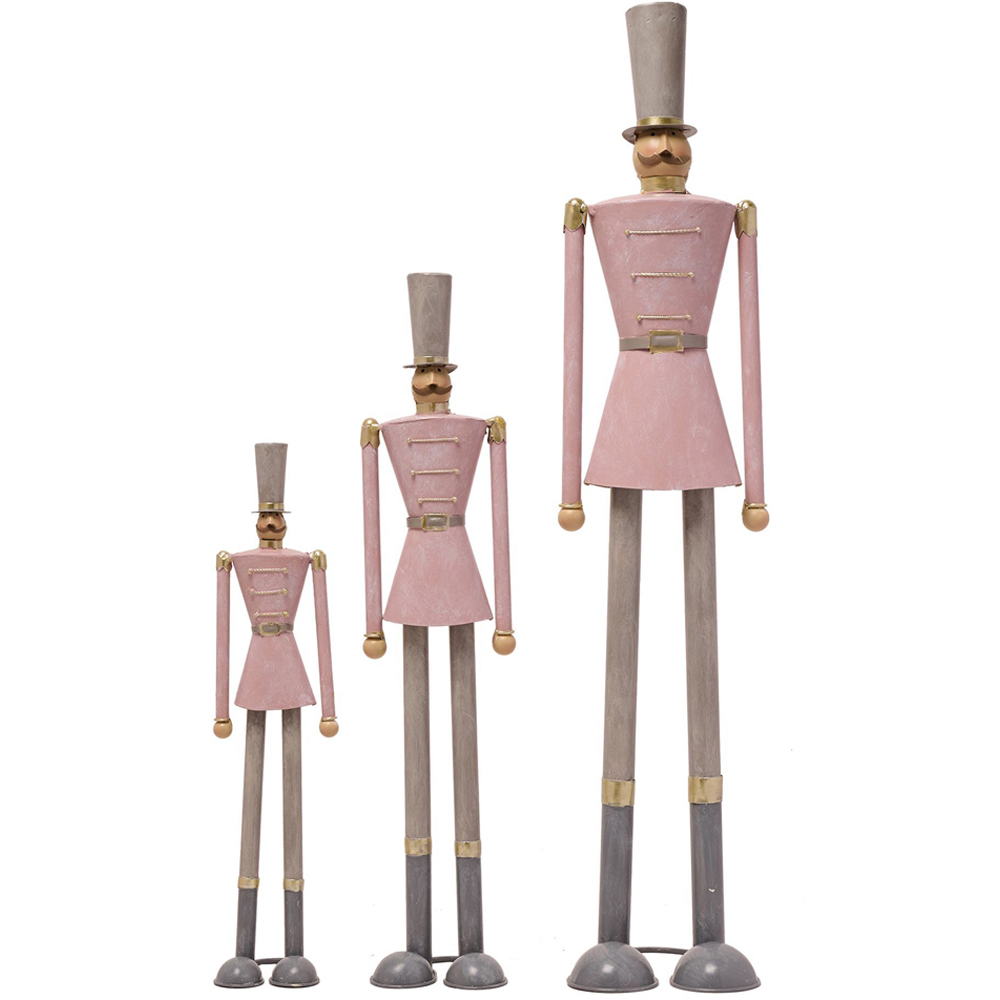 The Christmas Gift Co Medium Blush Metal Nutcracker Decoration Ornament Image 5