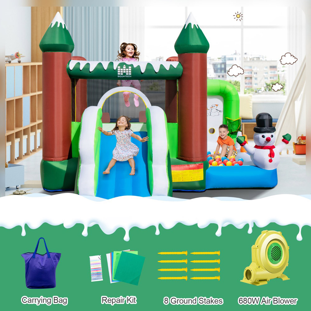 Costway Winter Themed Inflatable Bounce House with Blower 680W Image 6