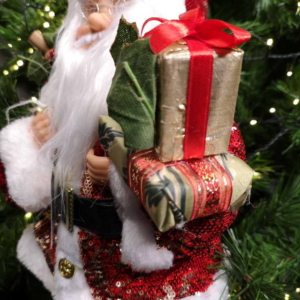 Samuel Alexander Standing Red Sequin Santa Claus with Sack Christmas Decoration Image 5