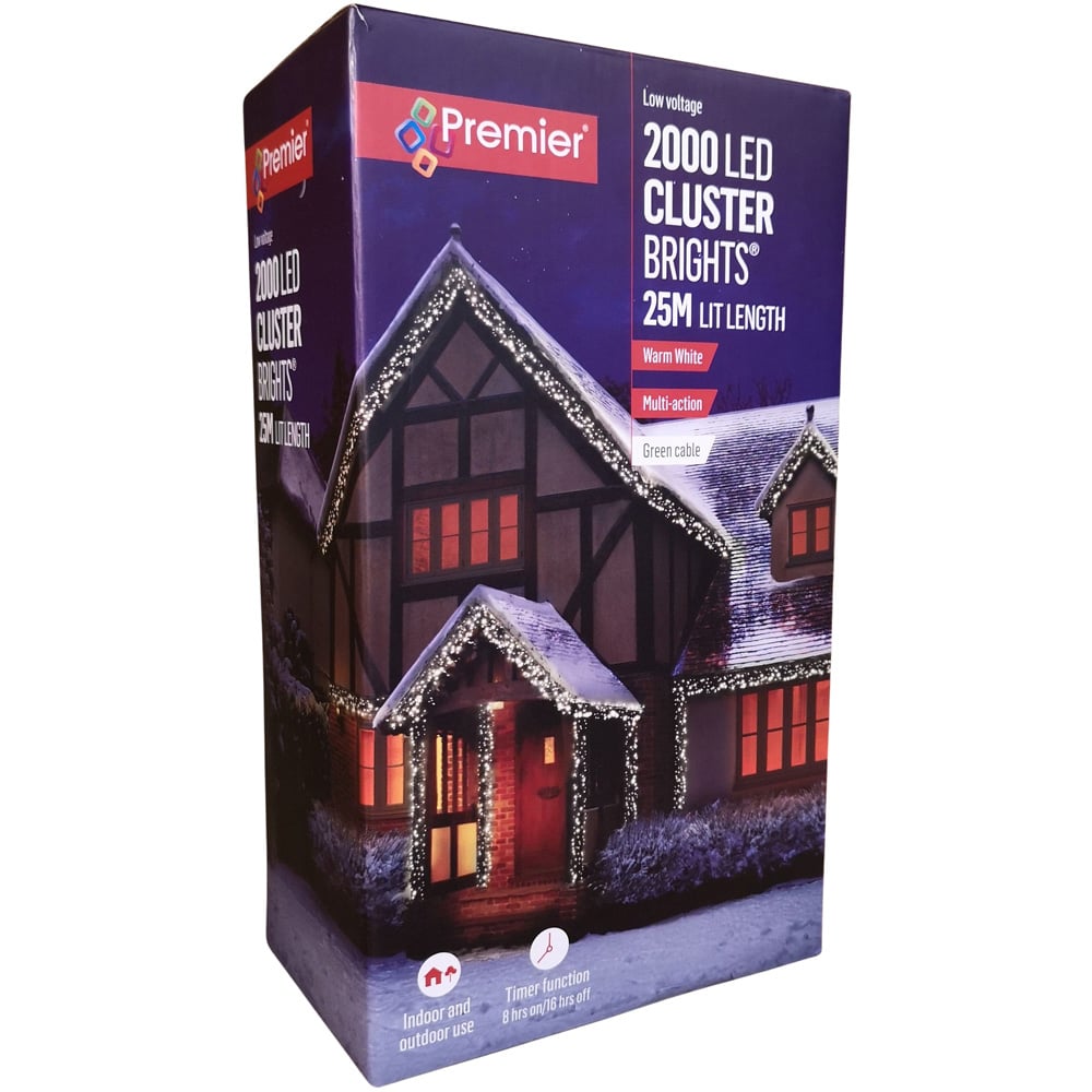 Premier ClusterBrights 2000 Warm White LED Multi-Function Green Cluster Light 25m Image 2